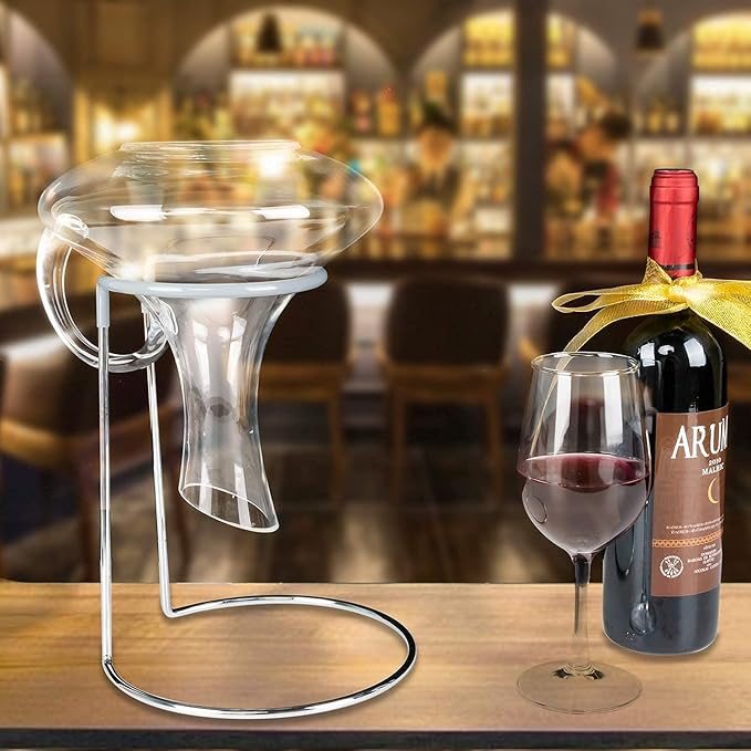 Wine Decanter Drying Stand with Rubber Coated Top to Prevent Scratches, Wine-Decanter Drying Rack for Standard Large Wine Decanters, Decanter Cleaner Includes Cleaning Brush & Decanter Cleaning Beads