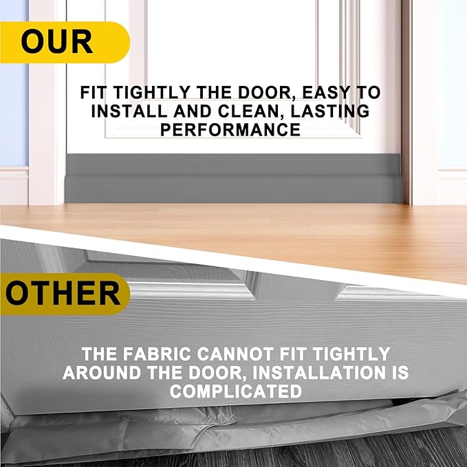 Door Draft Stopper,Door Sweep for Bottom,Weather Stripping Doors Seal Draft Guard Blocker Noise Cold Air Insulation Soundproofing for Exterior Interior Home Improvement(Grey, 39")