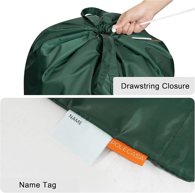 Polecasa Heavy Duty Large Laundry Bag with 130gsm Tear Resistant Fabric and Handles, Easy to Carry Durable Dirty Clothes Drawstring Bag, Perfect for College Dorm,Travel, 2 Pack 28”x36”,Green