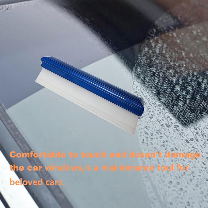 2pack 12inch Car Drying Squeegee Water Blade Universal Quick Drying Squeegee Wiper Flexible T-Bar Water Blade Silicone Squeegee for Car,Glass,Windshield,Bathroom Blue Handle