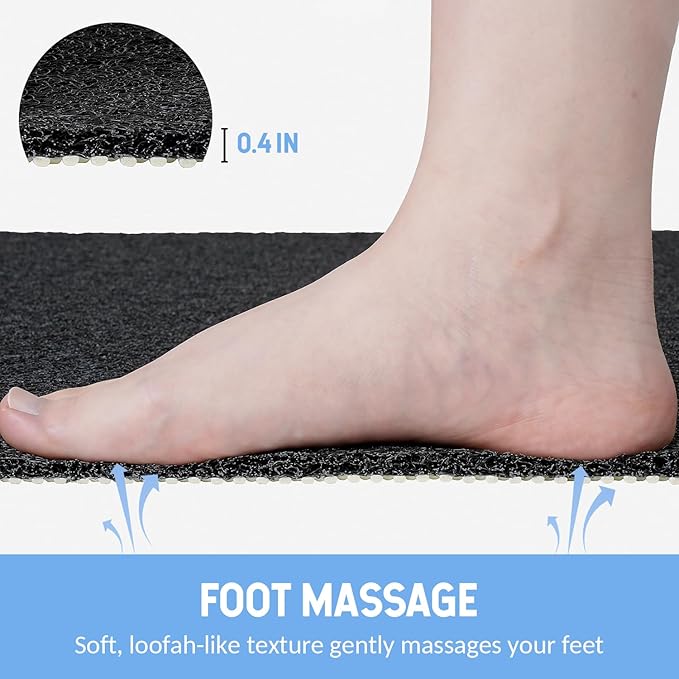 Non-Slip Bathtub Mat, Anti Slip Shower Mat, Fast Drying Bathtub Mats, Foot Scrubber Mat, Anti Slip Mat for Tub, Floor, Bathroom, Kitchen, Home, Hotel (Black 40"×16")