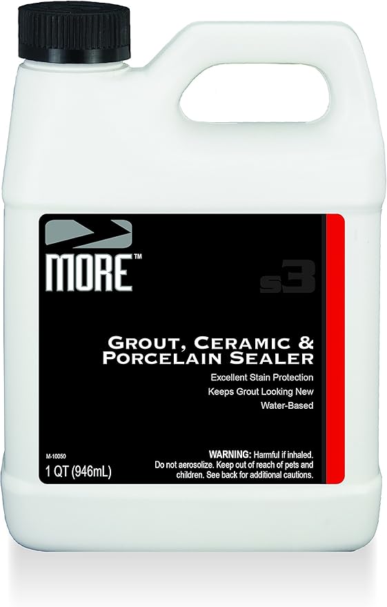 MORE Grout, Ceramic & Porcelain Tile Sealer - Water-Based Grout Sealer - Stain, Tile & Grout Protection - for Bathrooms, Showers & Floors - Prevent Grout Haze - Safe & Easy to Use - Unscented - 32oz