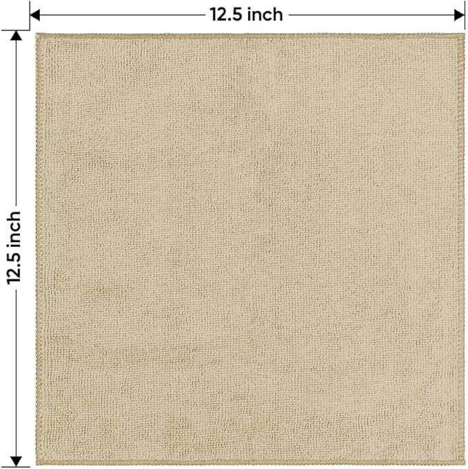 HOMEXCEL Microfiber Cleaning Cloth 6 Pack 12.5 x 12.5 inch Microfiber Towels for Cars Ultra Absorbent Car Washing Cloth Lint Free Streak Free Cleaning Rags for Car, Kitchen Window Brown