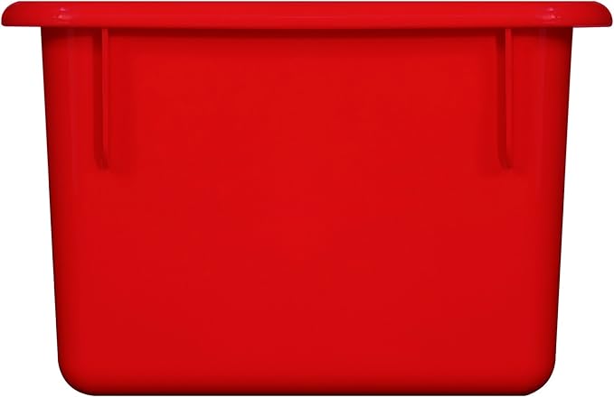 Wood Designs Cubby Storage Bin, Heavy Duty Plastic Containers for Kids Red Cubby Tray Set of 10