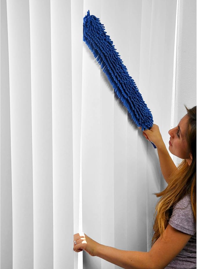 CleanAide Handheld Reusable Microfiber Flex Duster – Bendable, Lightweight, Dust Cleaner for Blinds, Shutters, Radiators, Electronics, Glass, Hard-to-Reach Areas – Machine Washable, 20”, Blue