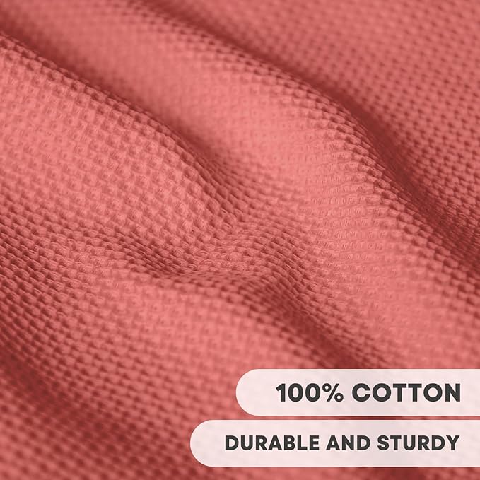Artoid Mode 100% Cotton Red Waffle Weave Kitchen Dish Cloths, 13x28 Inch Ultra Soft Absorbent Quick Drying Kitchen Dish Towels Set of 4