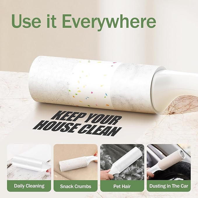 Extra Sticky Lint Roller for Pet Hairs 200 Sheets Lint Rollers for Travel 4 Pack Tough Paper, Small Size Easy Portability, Dog and Cat Hair Lint Rollers Mega Value Set for Clothes