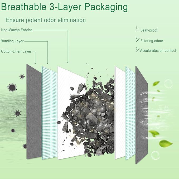 Activated Charcoal Odor Absorber (Large, 12 Pack, 100g each), Natural Charcoal Bags Odor Absorber Bamboo Charcoal Air Purifying Bag for Home, Fridge, Cabinet
