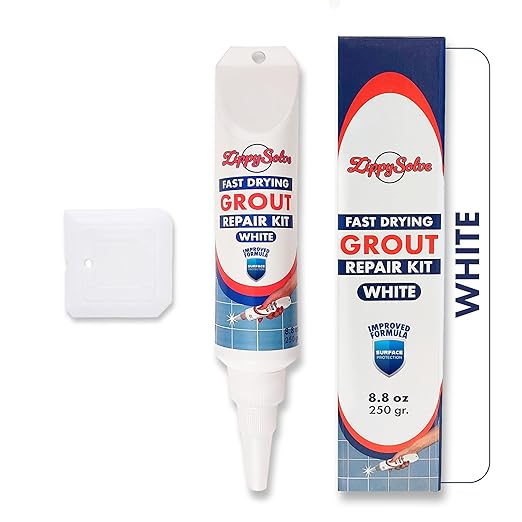 Tile Grout, Repair Kit, Restore & Renew Tile Joints Line, Fast Drying Grout Paint Squeeze Tube for Bathroom Shower Kitchen Floor, Waterproof (8.8 oz, White)