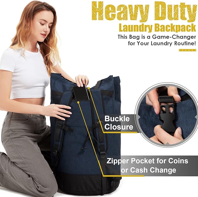 Laundry Backpack 115L, Heavy Duty Laundry Bag with Shoulder Straps, Backpack Laundry Bags for College, Extra Large Dirty Clothes Bag, Laundromat Bag, College Dorm Room Essentials for Guys