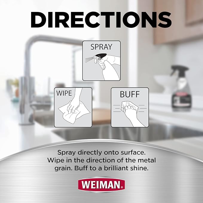 Weiman Stainless Steel Cleaner and Polish - Protects Appliances from Fingerprints and Leaves a Streak-Free Shine for Refrigerator, Dishwasher, Oven, Grill, 22 oz, 6 Pack