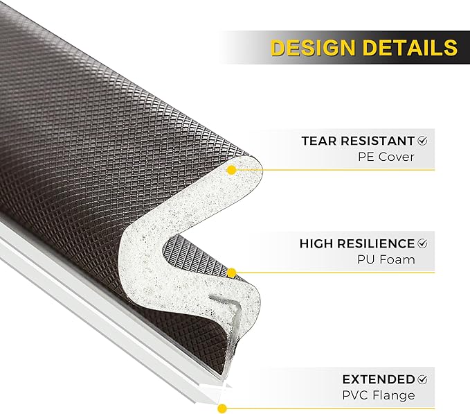 Weather Stripping Door Seal Strip - Soundproof Q-Shaped Foam for Exterior Door Frame, Large Gap Seal, Noise Cancelling, Easy to Install (Brown, 40FT)