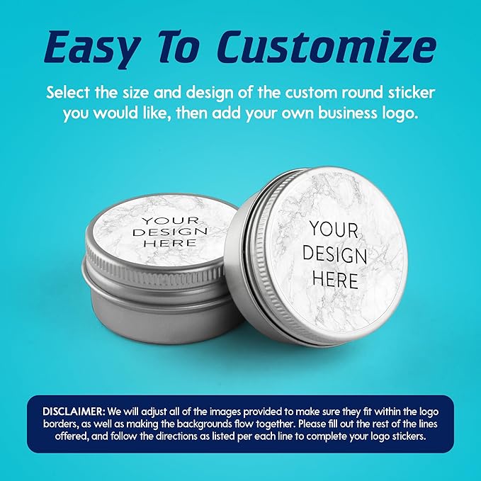 100 Custom Vinyl Stickers - Upload Your own Image, Text, Design, Logo - Personalized Logo Labels for Handmade, Packaging, Bottle, Jars, Candle, Brand Stickers (Silver Marble, 2x2)