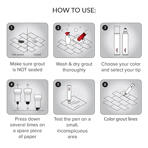 X-Protector Water Based Grout Marker - 2 PCS with 8 Tips, Dark Gray