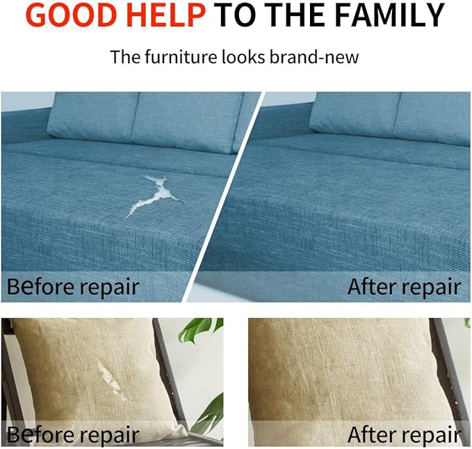Fabric Repair Patches, Linen Repair Tape Self-Adhesive Fabric Patches Durable, DIY Large Linen Tape for Sofa, Couches, Furniture, Chair, Clothing （3.5X79 Inch, Brown）