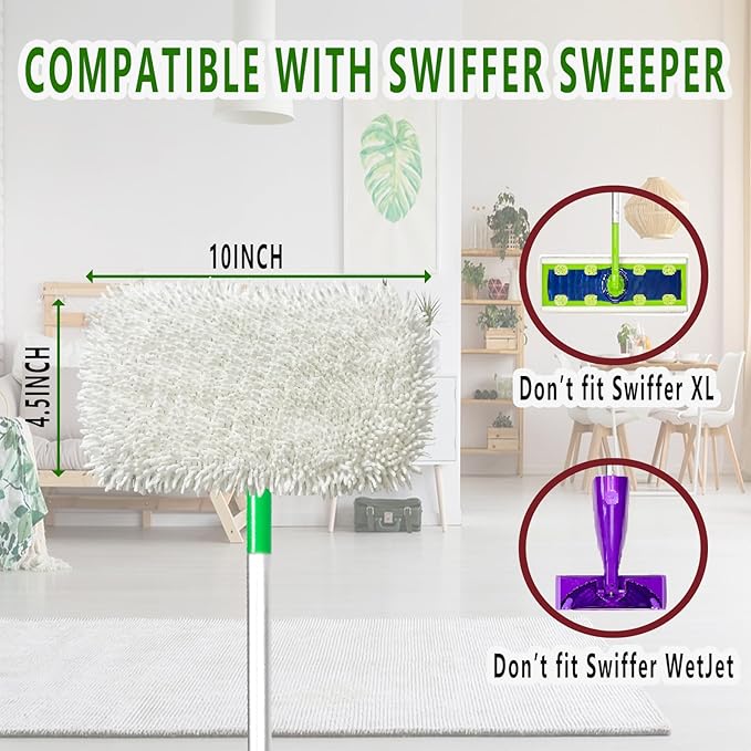 Reusable Microfiber Mop Pads Washable Wet Pads Compatible with Refills for Swiffer Sweeper Wet & Dry Sweeping Cloths Mop Head Replacement for Household Cleaning