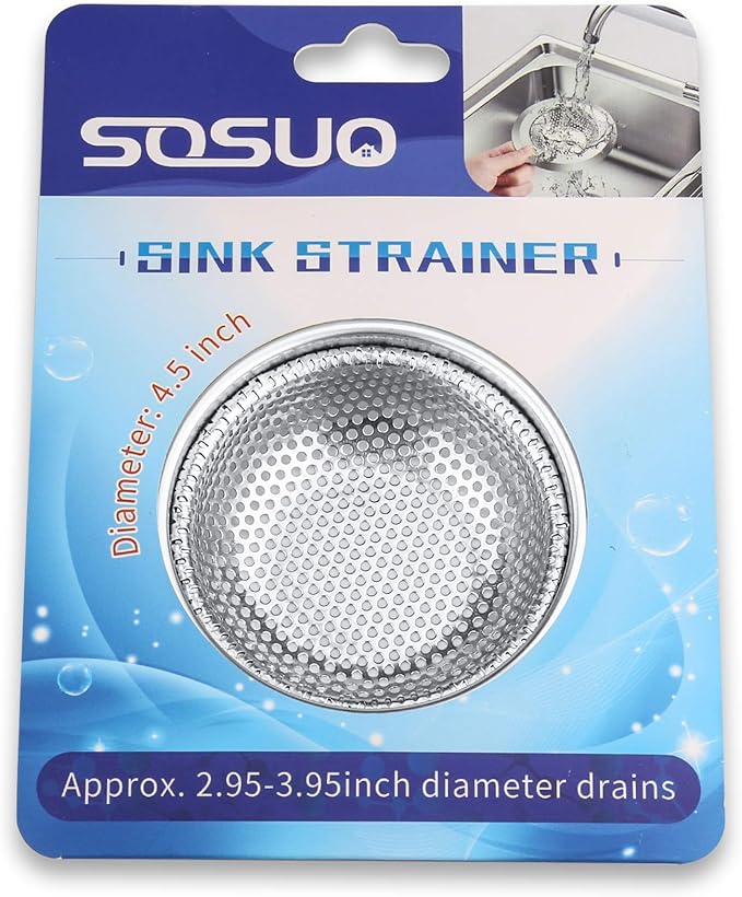 2 Pcs Kitchen Sink Strainer, Stainless Steel Drain Cover, Large Wide Rim 4.5" Diameter, Anti Clogging Basket Catcher, Dishwasher Safe