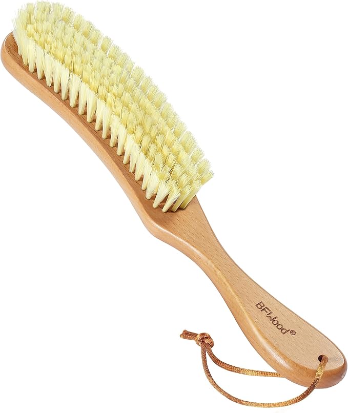 BFWood Clothes Brush - Bristle Lint Brush for Suits, Cashmere, Wool, Velvet, Suede and Pet Hair - Large Beech Wood Handle