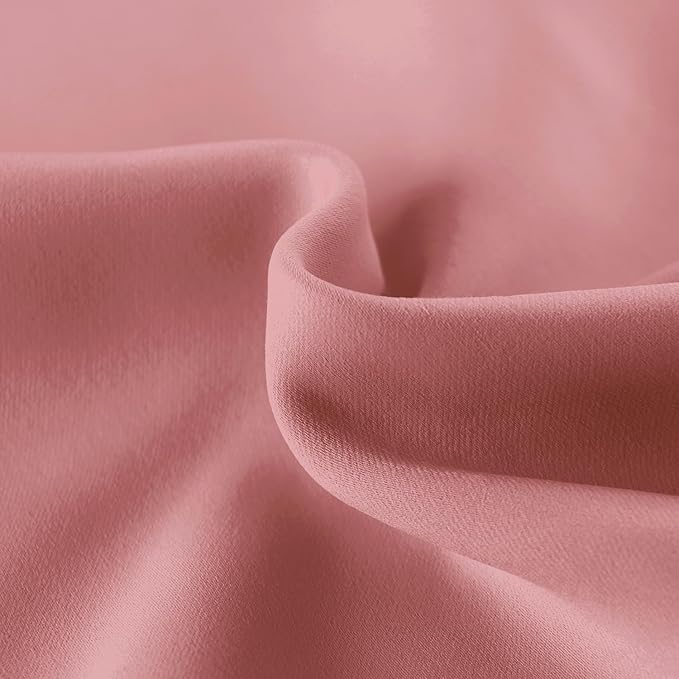 DWCN French Door Curtains – Rod Pocket Thermal Blackout Curtain for Window/Patio Doors/Doorways/Classroom/Kitchen for Privacy, 25W by 72L Inches, 1 Panel with Tieback, Dry Rose