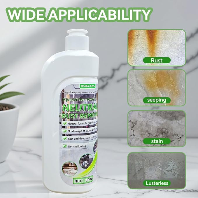 500ml Rust Stain Remover Neutral Metal Cleaner Marble Rust Remover - Powerful and Effective in Removing Rust and Stains From Marble, Granite, Tile, and Metal