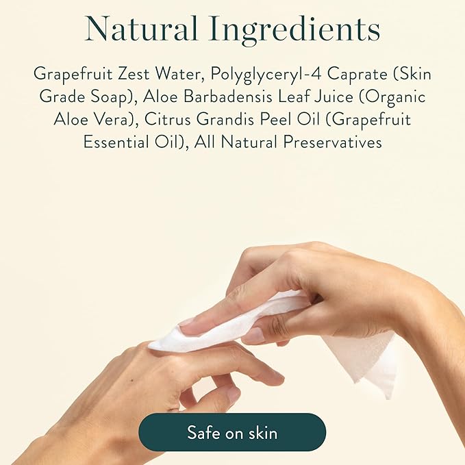 Biom Mini Dispenser + All-Purpose Wipes Starter Kit - Grapefruit Scented Cleaning Wipes | Fits in Car Cup Holder | Biodegradable Plant-Based Cleaner | Kid & Pet Friendly, Natural, Non-Toxic (Citrine)