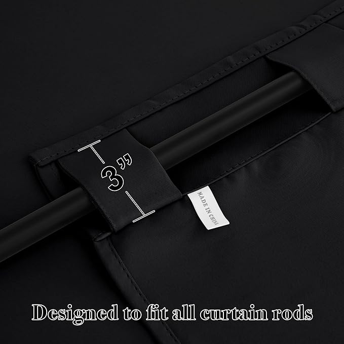 RYB HOME Blackout Curtains 80 inches Long Thermal Insulating Large Window Curtains for Living Room Bedroom Dining Home Office Backdrop, Black, W 42 x L 80 per Panel, 2 Panels