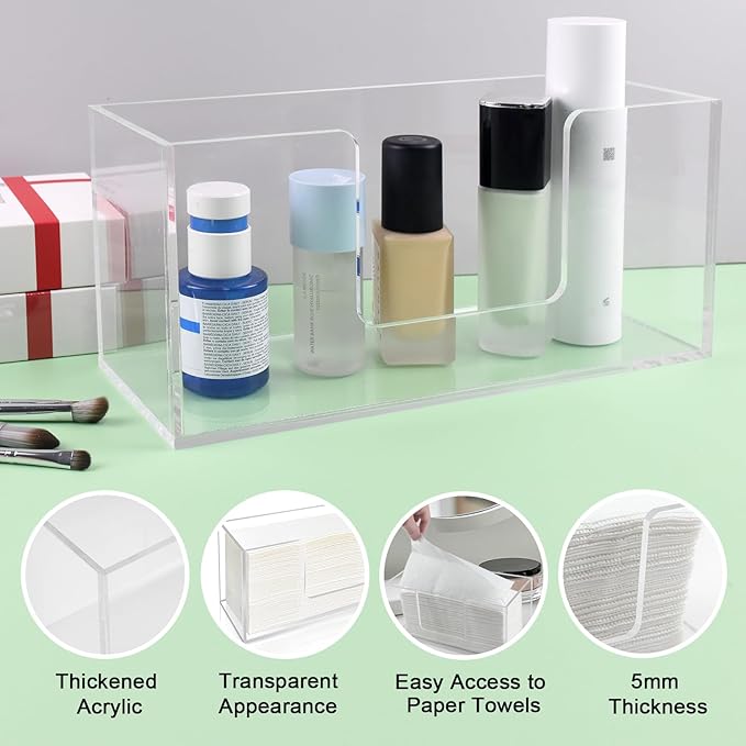4Pack Acrylic Paper Towel Dispenser, Napkin Holder for Bathroom, Kitchen & Countertop – Paper Towel Holder Z-Fold/C-Fold/Multi-Fold Holder, Shatter-Resistant & Space-Saving (4)