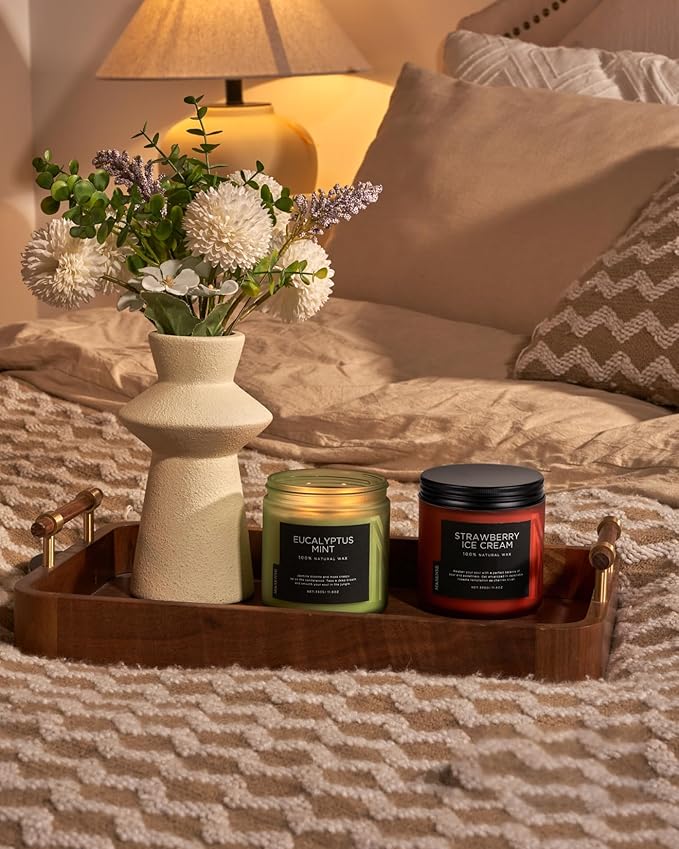 M&SENSE Eucalyptus & Mint Soy Candles for Home Scented, 11.6oz 70 Hour Burn Aromatherapy Candle Gift for Stress Relief, Meditation, Yoga, Relaxing SPA, Reusable Jar for Men and Women