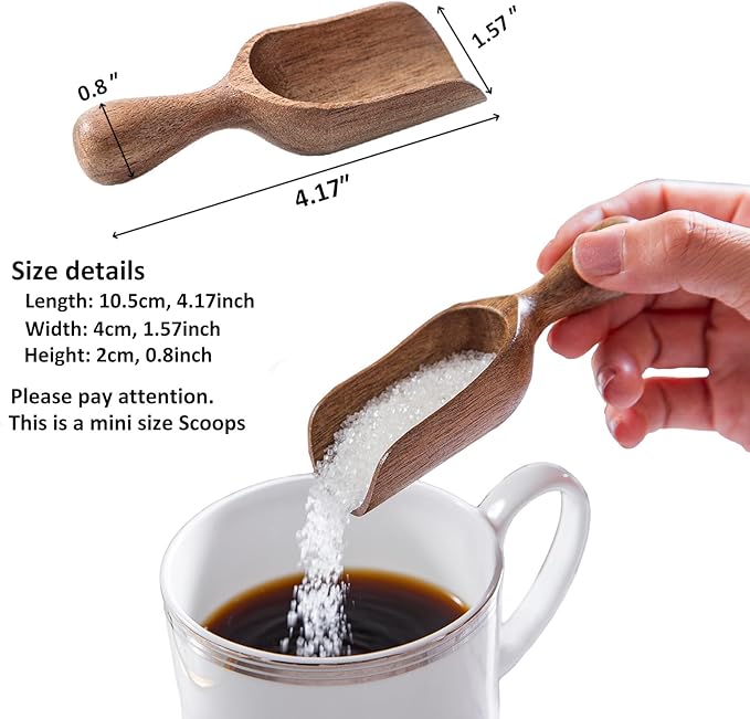 Wooden Scoops for Canisters 6PCS Acacia Wooden Scoop for Jars Mini Measuring Spoons for Ground Coffee Scoops Wood Scoop for Seasoning Bath Salt Laundry Detergent Shovel Measuring-Multipurpose