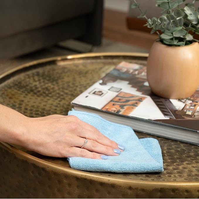 S&T INC. 200 Pack Microfiber Cleaning Cloth, Bulk Towels for Home, Reusable Microfiber Towels for Cars, Cleaning Rags, Light Blue, 11.5 Inches x 11.5 Inches, 200 Count