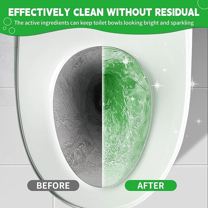 Toilet Bowl Cleaner Tablets, Automatic Toilet Bowl Cleaners, Long-Lasting Toilet Tabs Drop in Tank for Deodorizing & Descaling, Green, 12 Packs