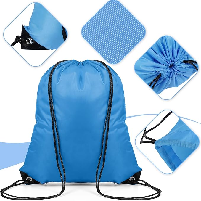 Shappy 100 Pieces Drawstring Bag Gym Portable String Sack Backpacks Polyester Blank Cinch Drawstring Bags for Sports Travel DIY Gift Storage Set, 10 Colors