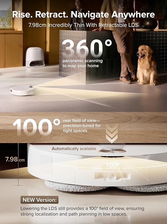 roborock Qrevo CurvX Robot Vacuum and Mop, 22,000Pa Suction, 3.14’’ Ultra Slim, Dual Anti-Tangle System, Reactive AI Obstacle Recognition, AdaptiLift Chassis, Auto Hot Water Mop Washing & Drying
