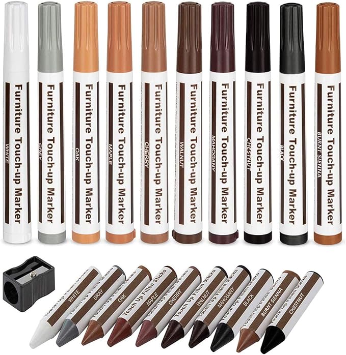 Furniture Repair Kit Wood Markers Wax Sticks, for Stains, Scratches, Wood Floors, Tables, Desks, Carpenters, Bedposts, Touch Ups, and Cover Ups (21)