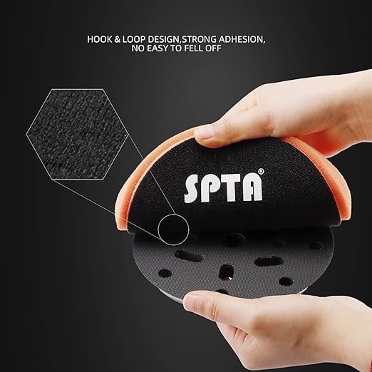 Orange Light Cut Pad, Buffing Polishing Pads, SPTA 1Pc 6.5 Inch Face for 6 Inch 150mm Backing Plate Compound Buffing Sponge Pads for Car Buffer Polisher Compounding, Polishing and Waxing -FPTSS6O