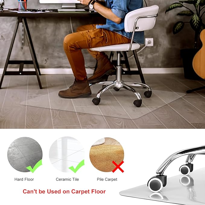 Kuyal Clear Chair Mat, Hard Floor Use, 4.75'×7' Transparent Office Home Floor Protector mat Chairmats (57" X 84" Rectangle)