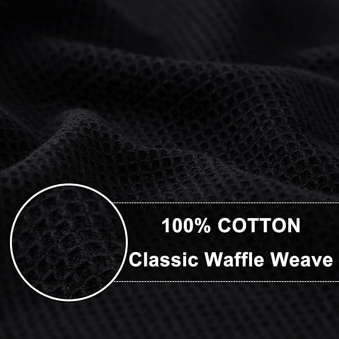 Homaxy 100% Cotton Waffle Weave Kitchen Towels - 4 Pack Soft and Absorbent Dish Towels - 16 x 26 Inches Quick Dry Hand Towels - Black