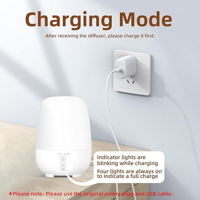 150ML Cordless Essential Oil Diffuser, Built-in 6000mAH Rechargeable Battery, 7-Hour Runtime, 7 LED Color Changing Lights