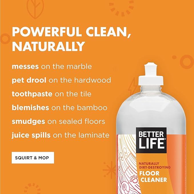 Better Life Floor Cleaner Concentrate - Liquid Multipurpose Cleaner for Wood, Tile, Laminate, Vinyl, Bamboo - Hardwood Floor Cleaner for Mopping - Citrus Mint 1 Gal Concentrate