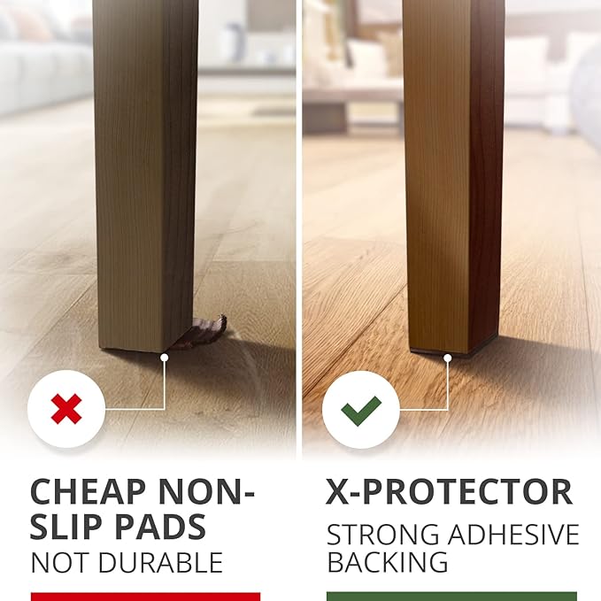 Non Slip Furniture Pads 8 pcs 1 1/4" X-Protector - Premium Furniture Grippers! Self-Adhesive Rubber Feet Furniture Feet - Ideal Non Skid Furniture Pad Floor Protectors - Keep Furniture in Place!