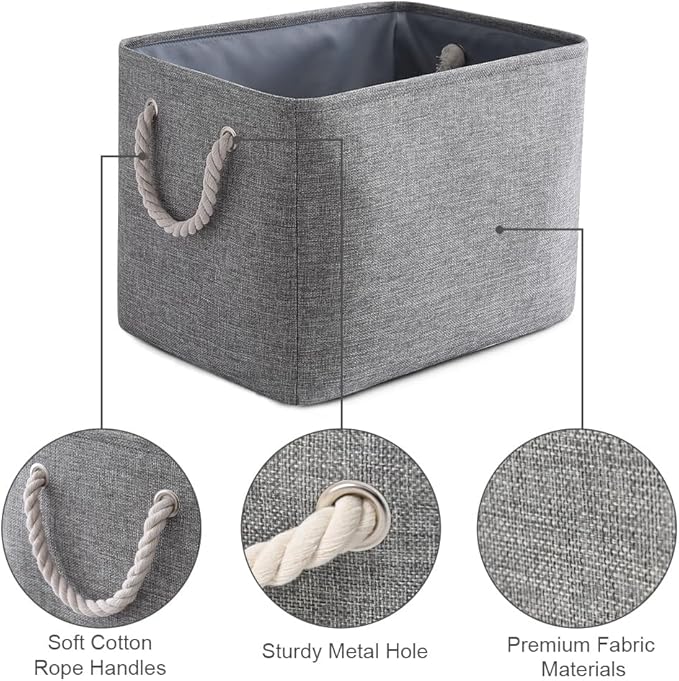 TcaFmac Organization and Storage Basket for Organizing - Large 2 Pack 16x12x12 inch Fabric Storage Cubes, Collapsible Storage Bins for Shelves Closet Gift Cloth Toy Books Baby (Grey)