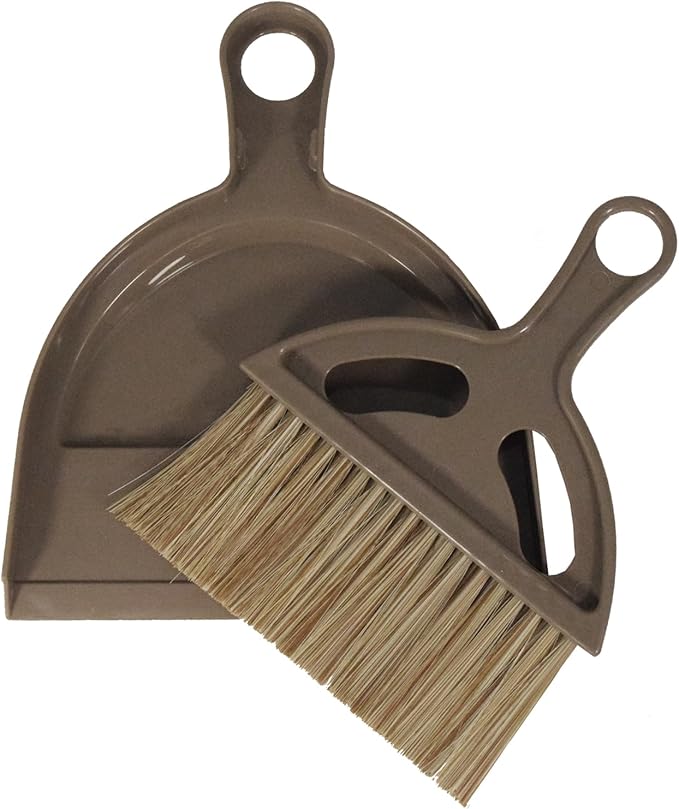 Mini Broom and Dustpan Set Hand Broom with Dustpan Portable Housekeeping Cleaning Tools for Desk,Counter,Sofa,Kitchen,Office,Nest (Coffee)
