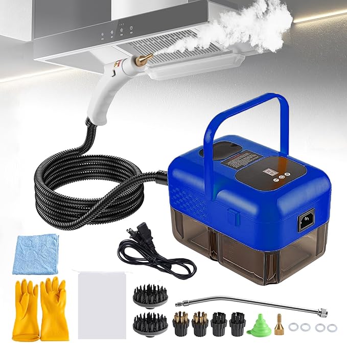 Handheld Steam Cleaner for Home, 2500W High Pressure Steamer for Cleaning, 9-Level Multipurpose Steam Cleaner for Car Floor Upholstery Kitchen Bathroom Grout Tile, 14 Accessories Included (Dark Blue)