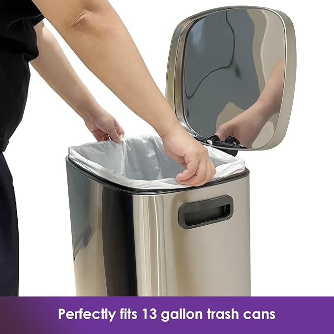 13 Gallon Tall Kichen Trash Bags, Lavender Scented 200 Count Drawstring Garbage Bags, Pre-Separated, Odor Control, Ultra Strong, Leakproof, Sturdy, White