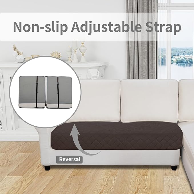 Easy-Going Sectional Couch Covers for Dogs L Shape Sofa Cover Reversible Sofa Slipcover Chaise Lounge Cover Furniture Protector Cover for Pets Dog Cat (30 x 50 inches, Chocolate/Beige)