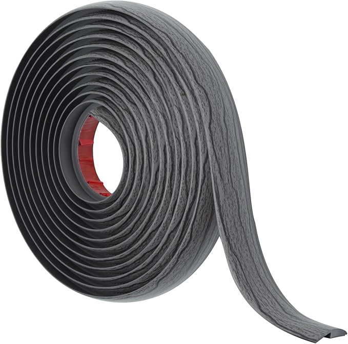 Floor Transition Strip Self Adhesive Carpet & Flooring Transitions Edging Trim Strip PVC Threshold Transitions Suitable for Threshold Height Less Than 5mm (20Ft, Dark Gray)