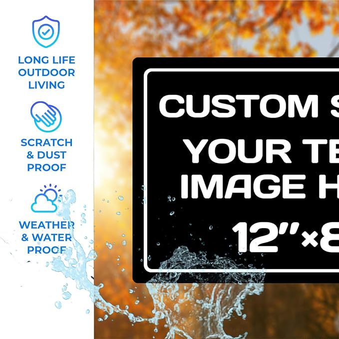 Personalized Aluminum Weatherproof Metal Sign - Multiple Sizes, Custom Text and Picture - Hazard, Garden, Custom Door Sign