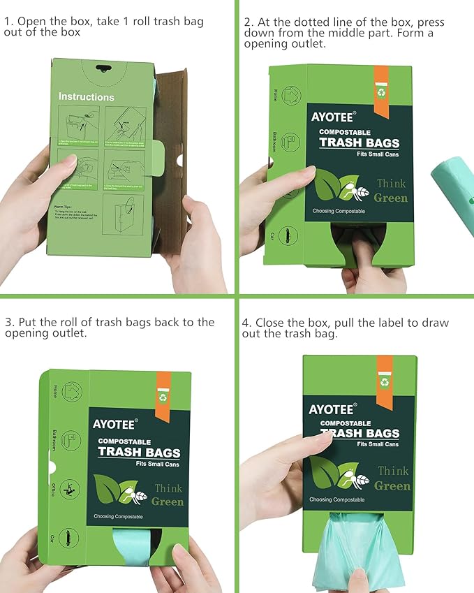 Compost Bags 3 Gallon 125 Packs,AYOTEE Compostable Trash Bags 3 Gallon, Small Biodegradable Trash Bags