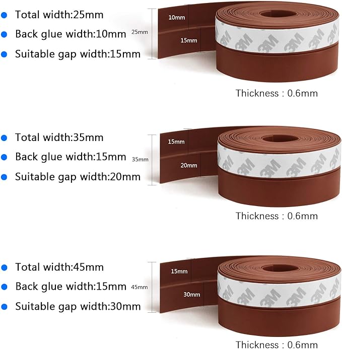 TAROSE Weather Stripping, Silicone Door Seal Strip Door, Window, 16 Feet Long, Reddish Brown (Width 25mm)