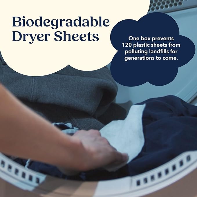 Cobi Biodegradable Non-Toxic Dryer Sheets – Naturally Scented Cotton Dryer Sheets – Eco-Friendly, Plant-Based, Plastic-Free – 120 Count
